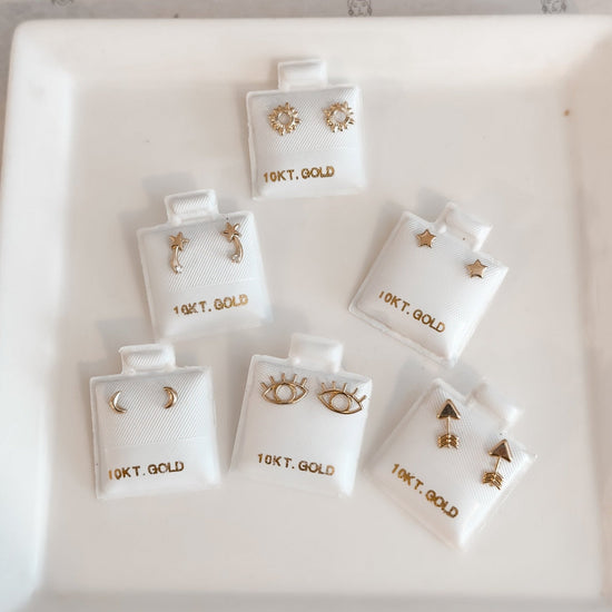 Celestial Stud Earrings Set 10K Gold - Liv.Aura Jewelry