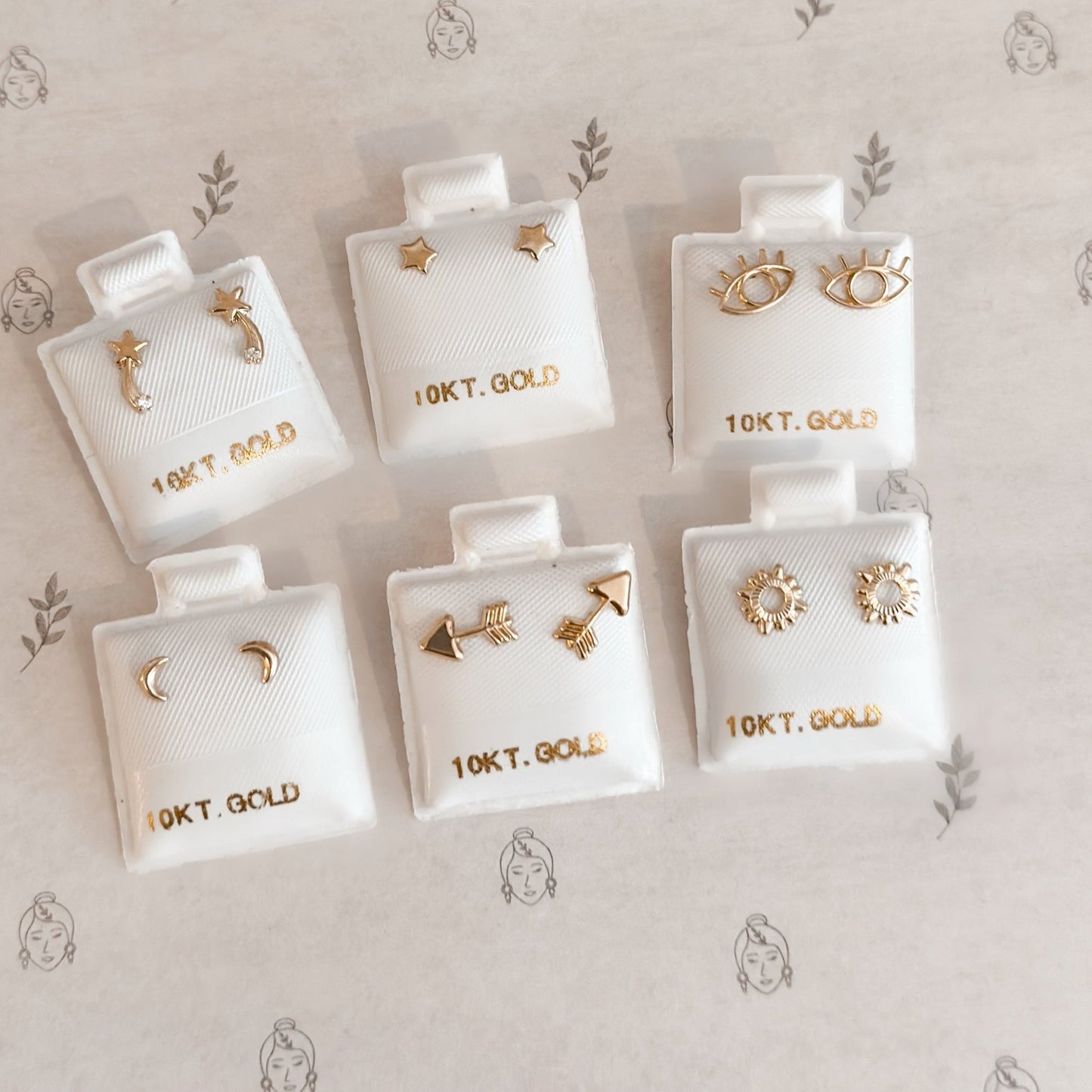Celestial Stud Earrings Set 10K Gold - Liv.Aura Jewelry