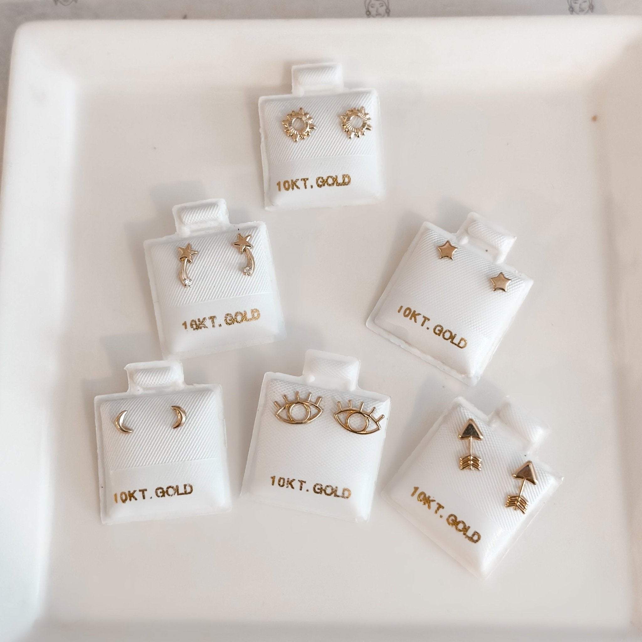 Celestial Stud Earrings Set 10K Gold - Liv.Aura Jewelry