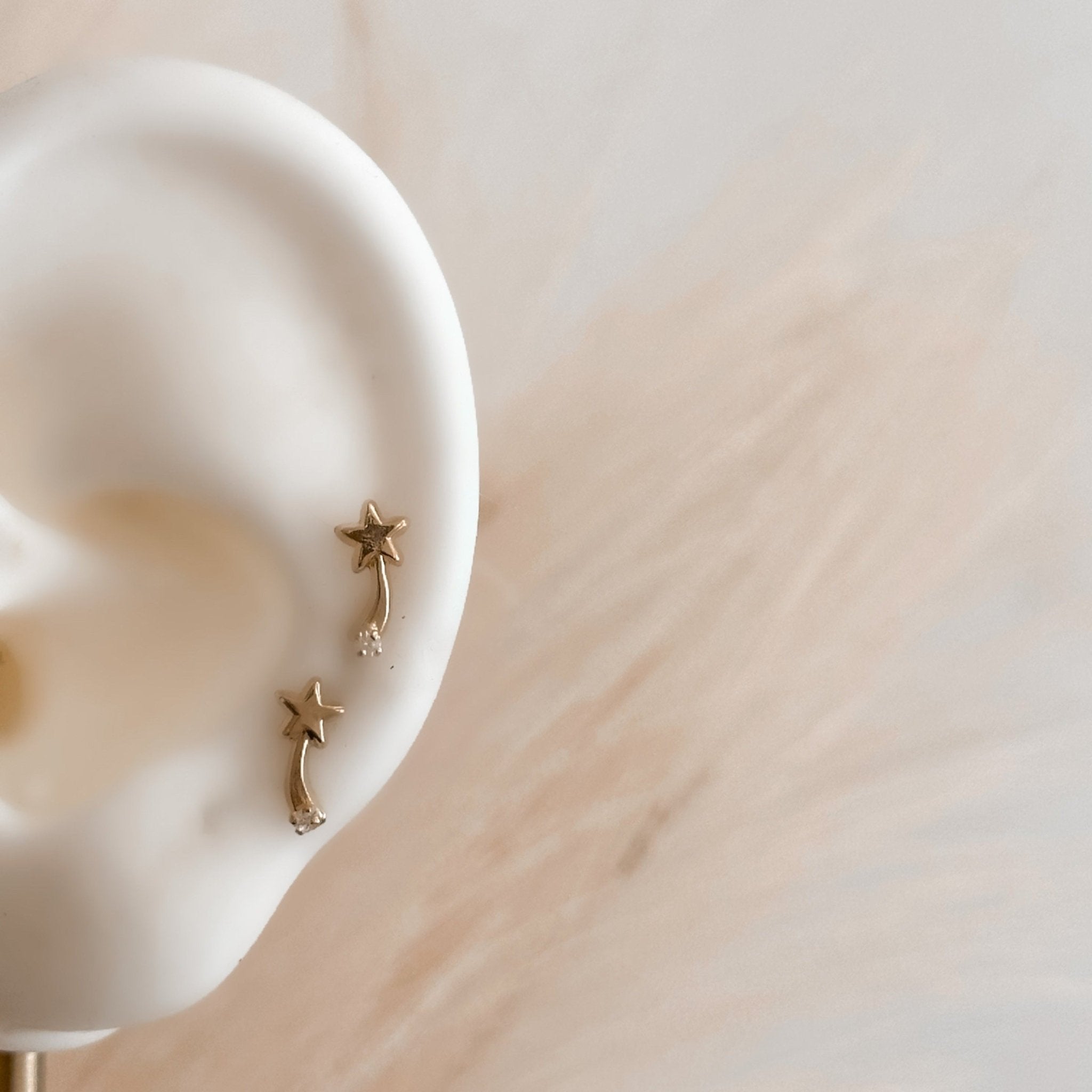 Comet Stud Earrings 10K Solid Gold | Waterproof & Hypoallergenic - Liv.Aura Jewelry