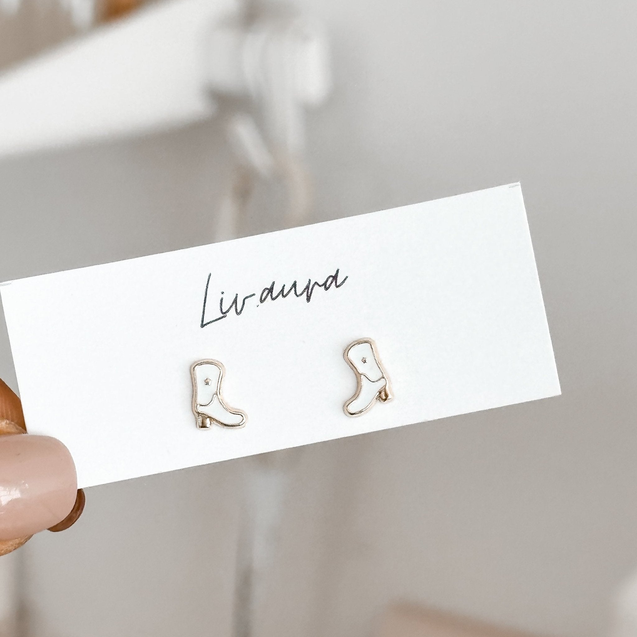 Cowboy Boot Stud Earrings 10K Gold - Liv.Aura Jewelry