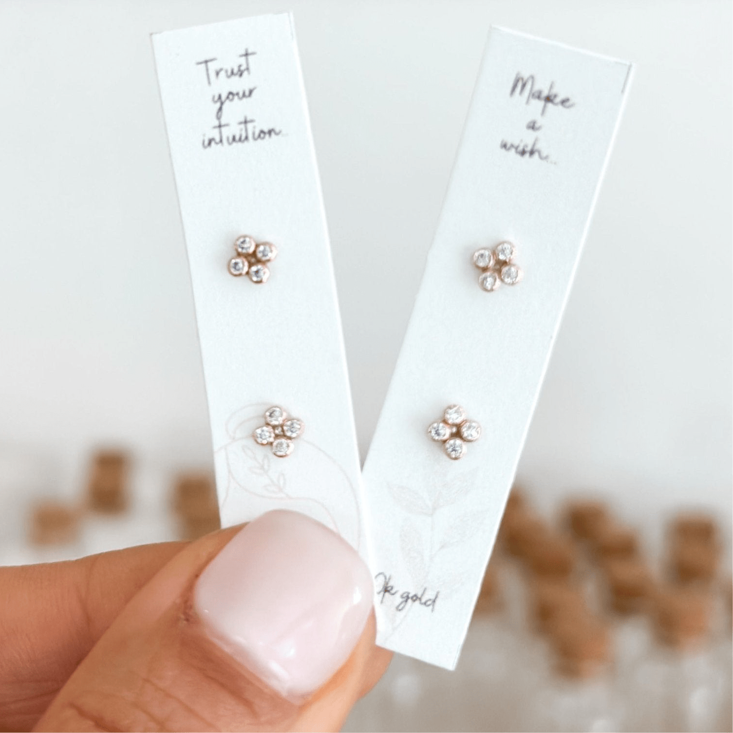 CZ Mini Clover Stud Earrings | 10K Solid Gold - Liv.Aura Jewelry