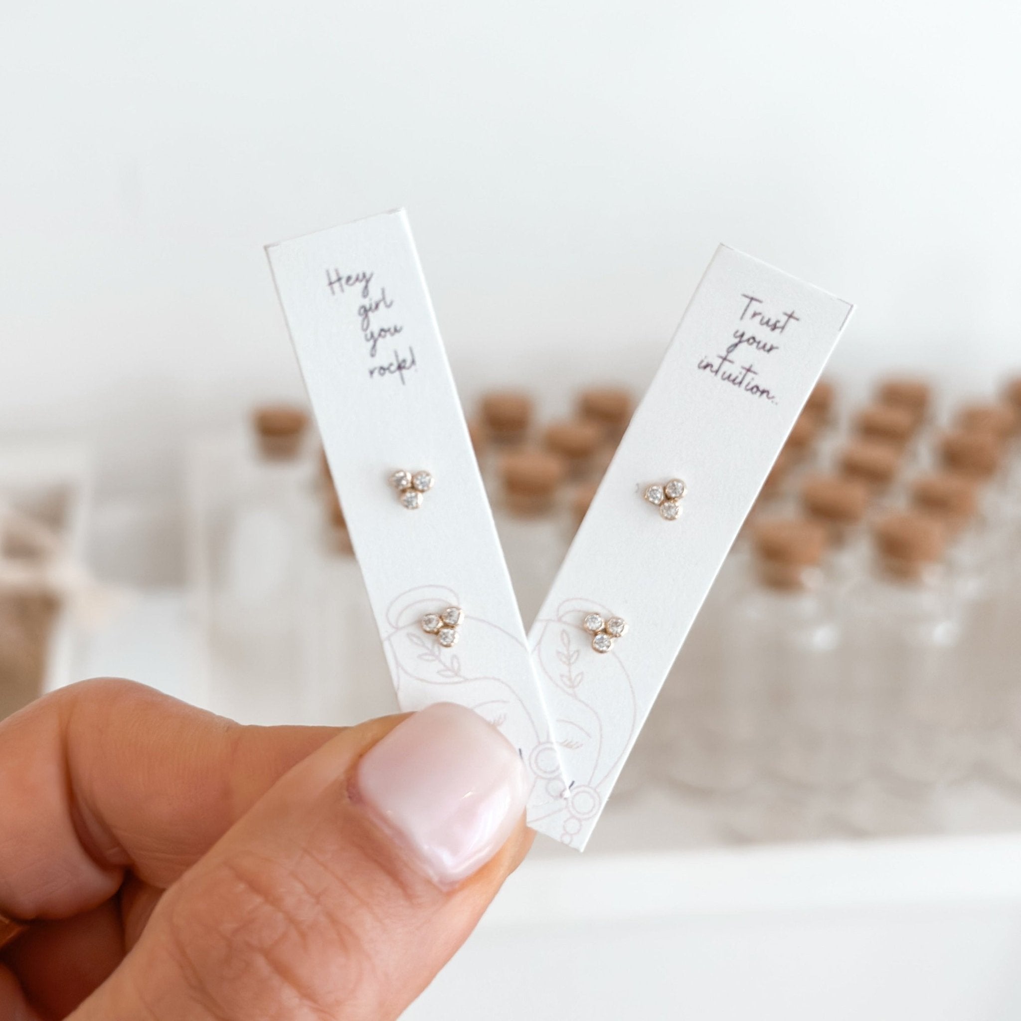 CZ Mini Trio Bezel Stud Earrings | 10K Gold - Liv.Aura Jewelry