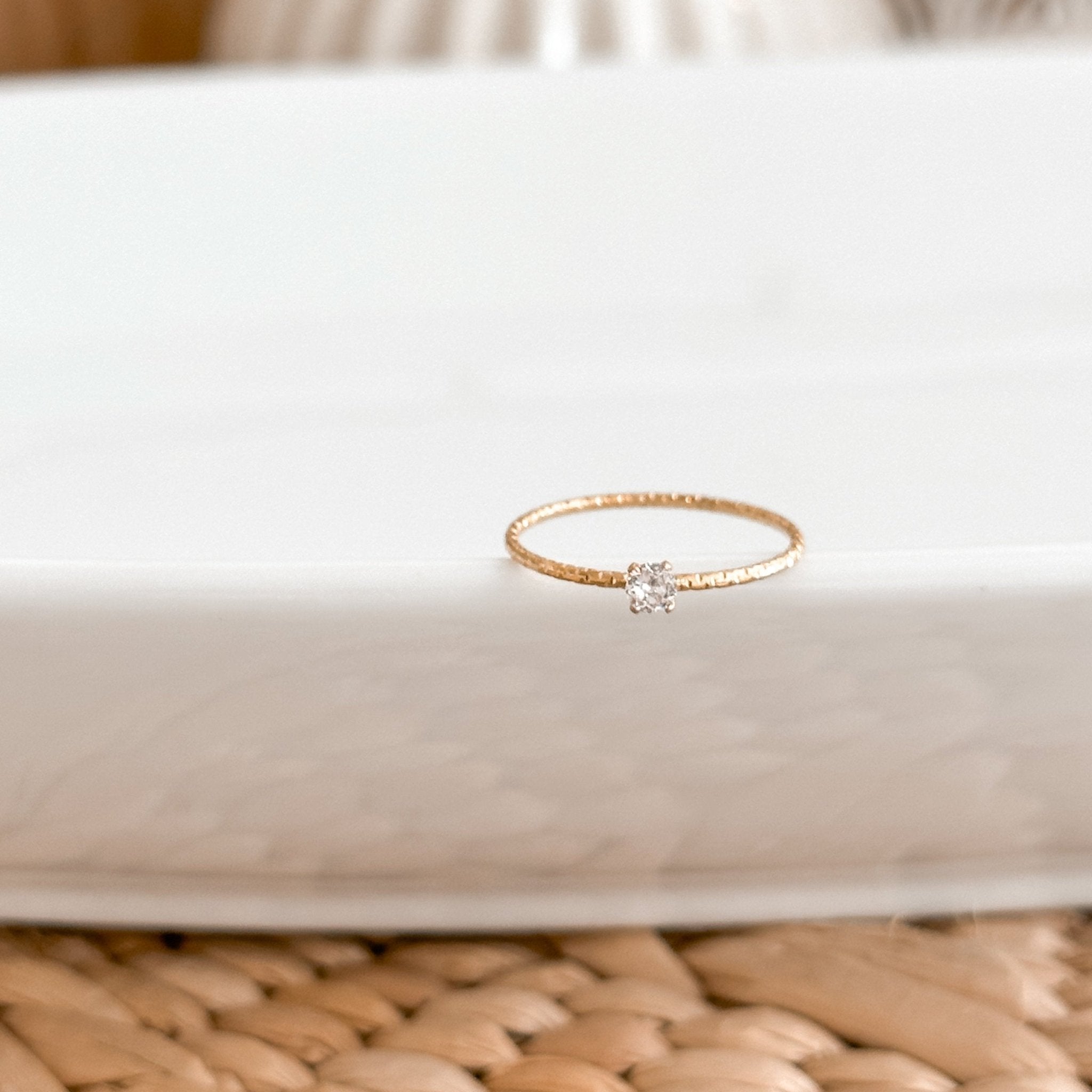 Dainty Minimalist Solitaire Ring - Liv.Aura Jewelry