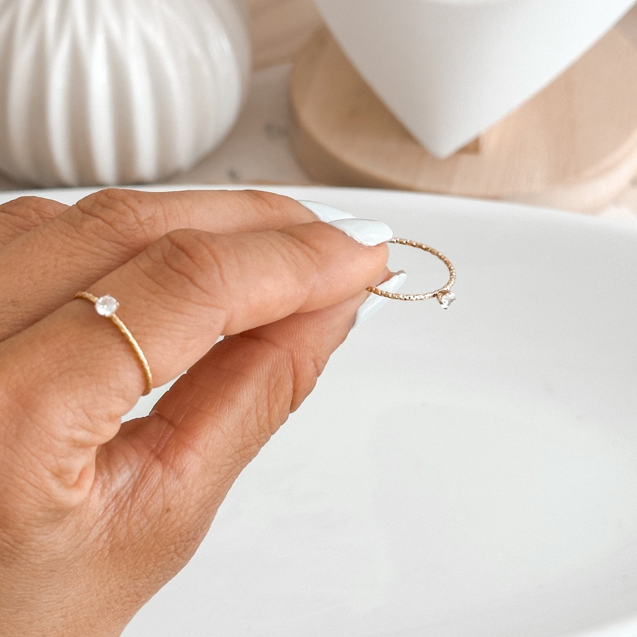 Dainty Minimalist Solitaire Ring - Liv.Aura Jewelry