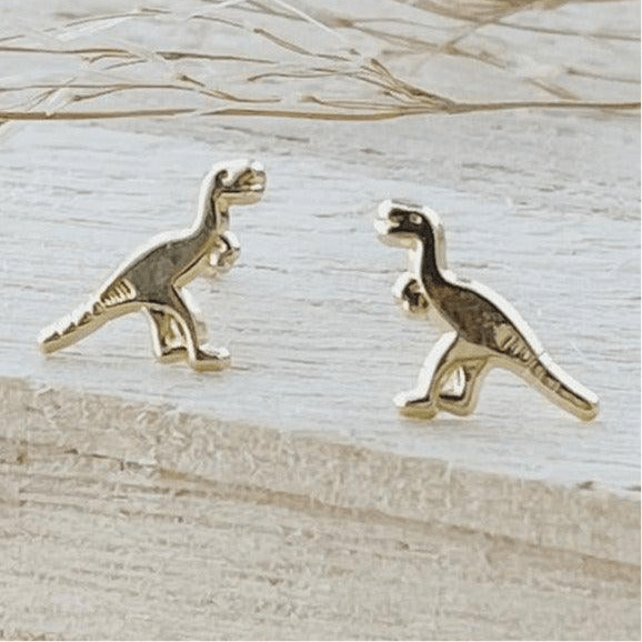 Dinosaur Stud Earrings 10K – Hypoallergenic & Screw Back Earrings for Kids - Liv.Aura Jewelry