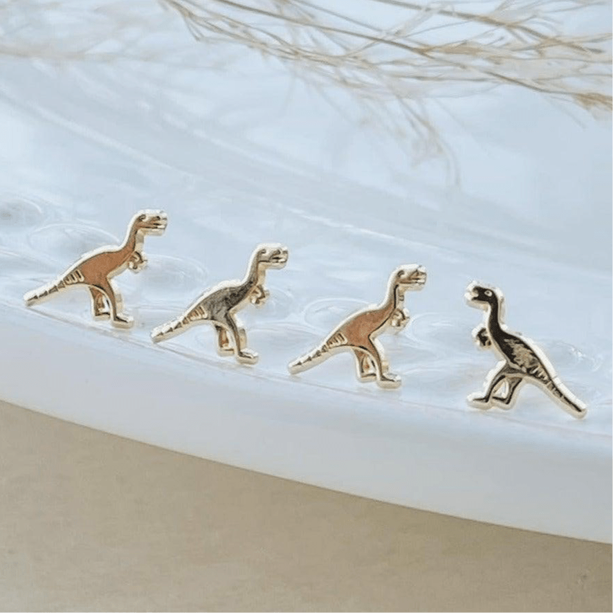 Dinosaur Stud Earrings 10K – Hypoallergenic & Screw Back Earrings for Kids - Liv.Aura Jewelry