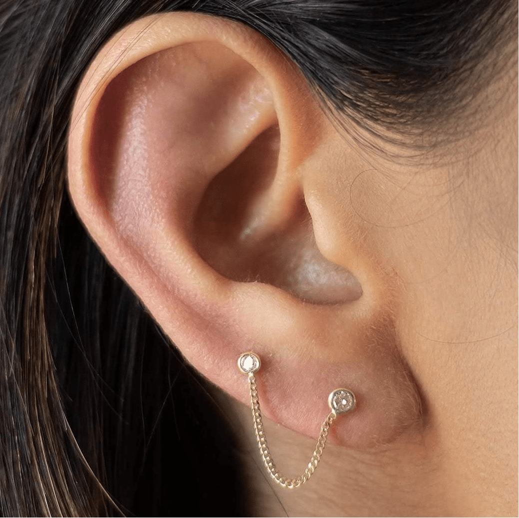 Double Circle Piercing Earring 10K Gold - Liv.Aura Jewelry