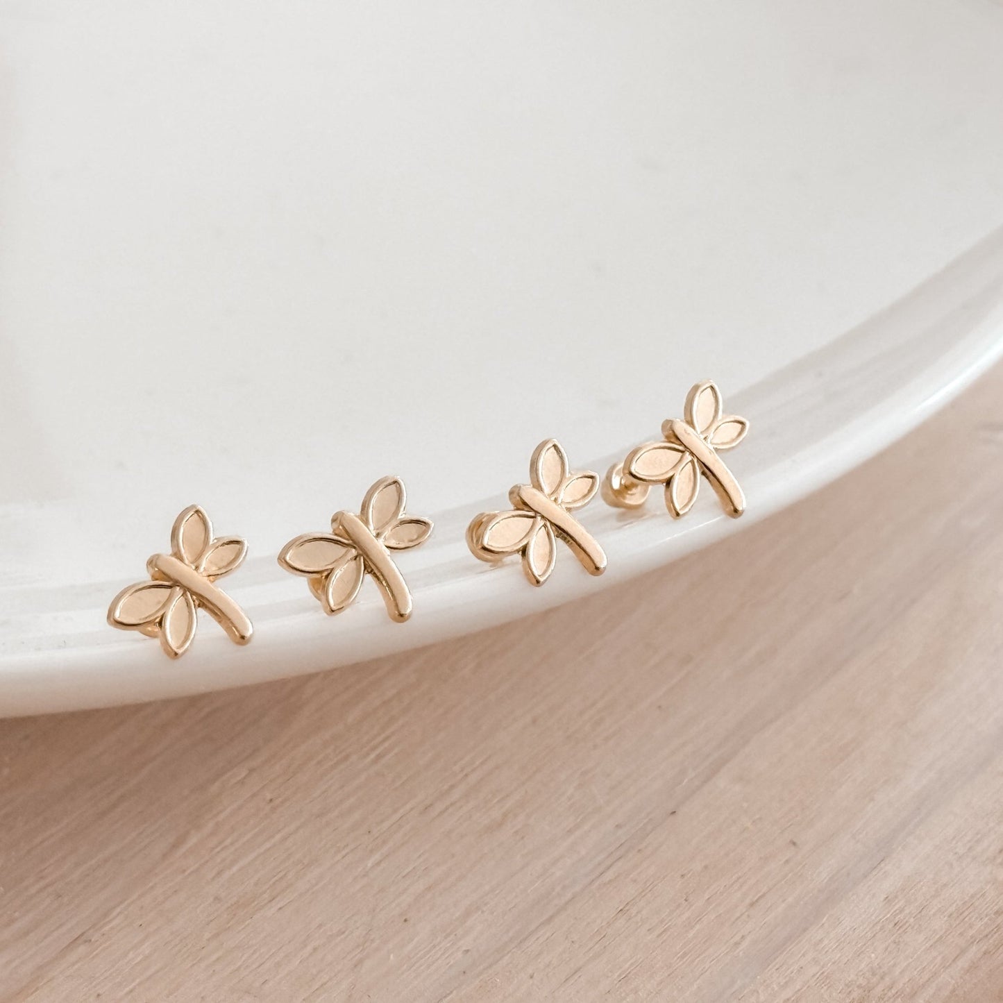Dragonfly Stud Earring 10K Gold – Screw Back & Hypoallergenic - Liv.Aura Jewelry