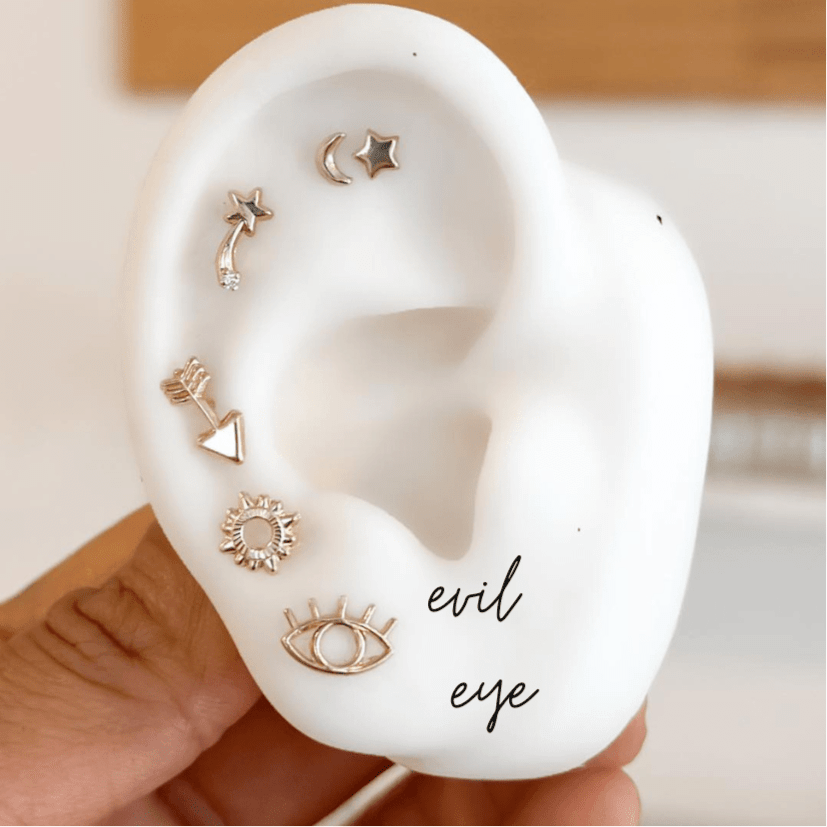 Evil Eye Stud Earrings 10K Gold - Liv.Aura Jewelry