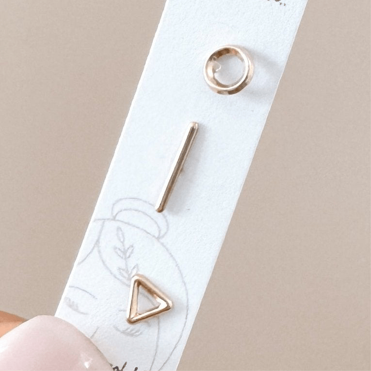 Geometric Stud Earrings Set | 10K Gold Screw Back | Hypoallergenic & Waterproof - Liv.Aura Jewelry