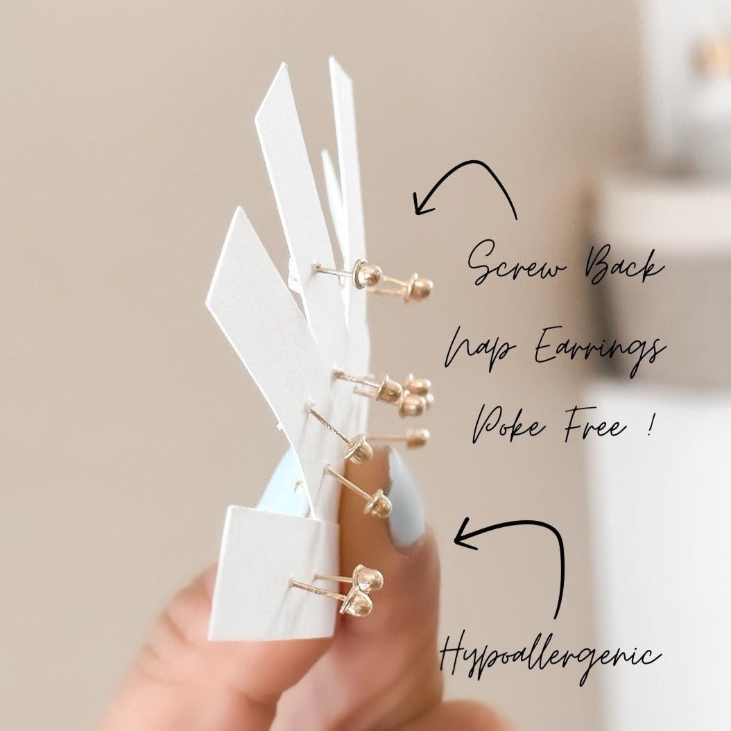 Geometric Stud Earrings Set | 10K Gold Screw Back | Hypoallergenic & Waterproof - Liv.Aura Jewelry