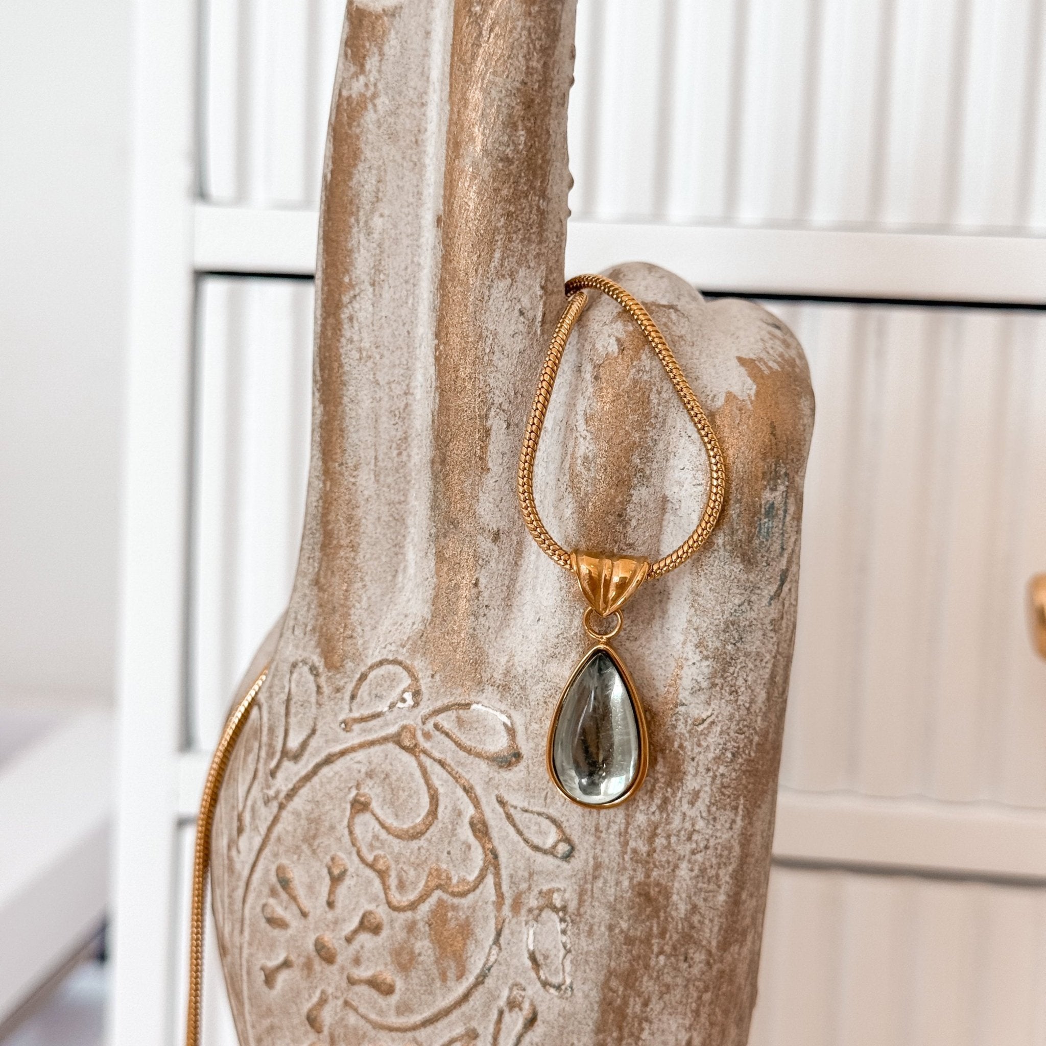 Green Drop Necklace – Waterproof & Hypoallergenic 18K Gold Pendant - Liv.Aura Jewelry
