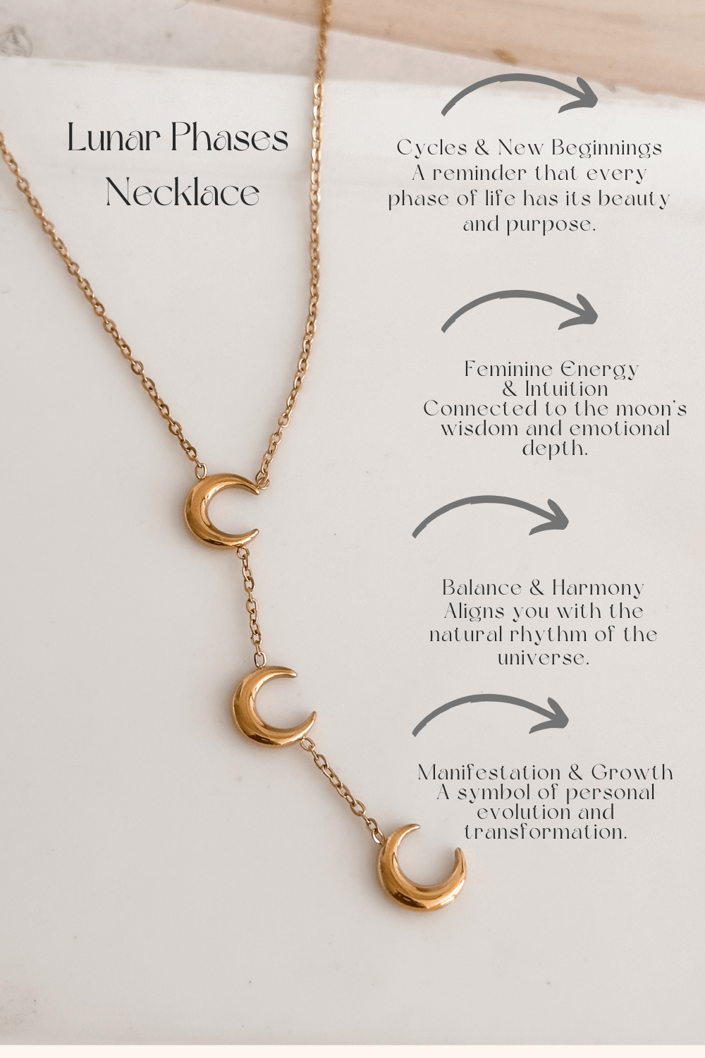Lunar Phases Necklace | 18K Gold Plated – Waterproof & Hypoallergenic - Liv.Aura Jewelry
