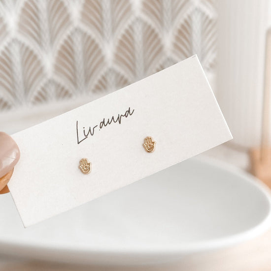 Mini Hamsa Hand Stud Earrings |10K Gold - Liv.Aura Jewelry