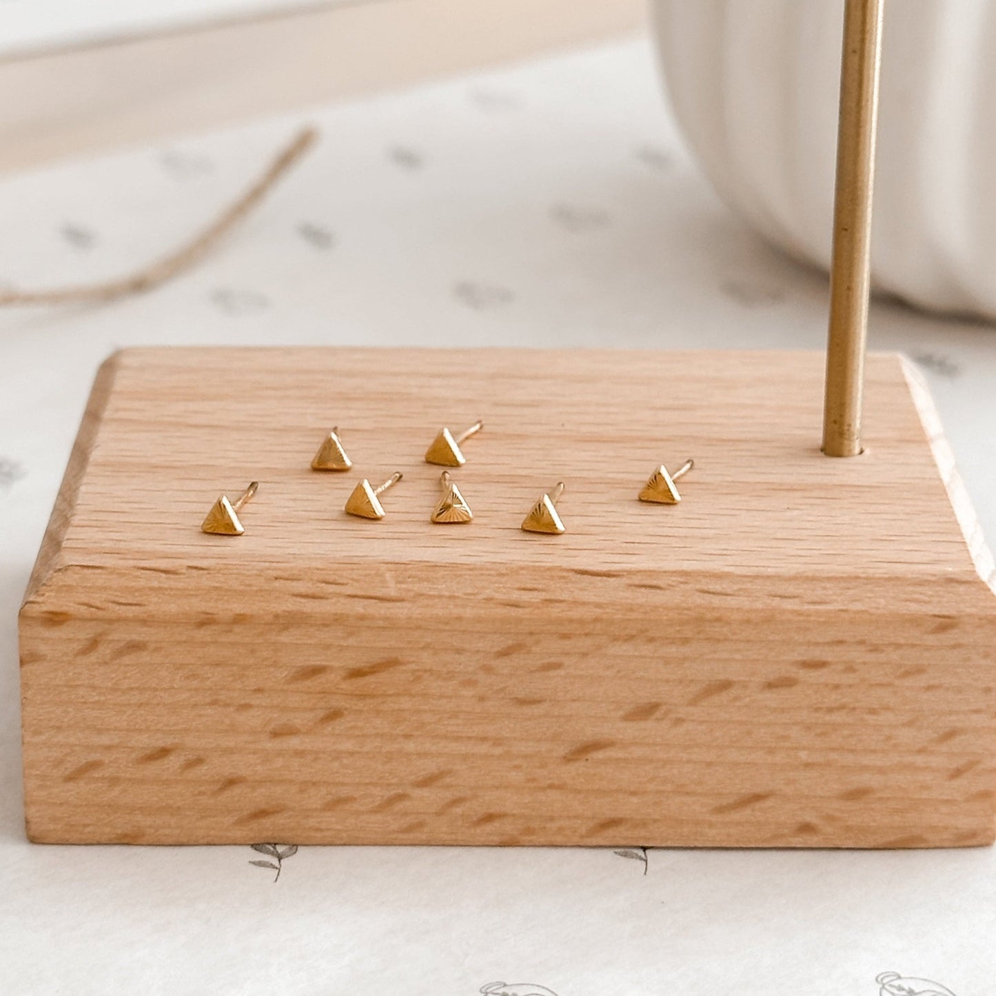 Mini Triangle Stud Earrings 10K Gold | Screw Backs & Hypoallergenic - Liv.Aura Jewelry