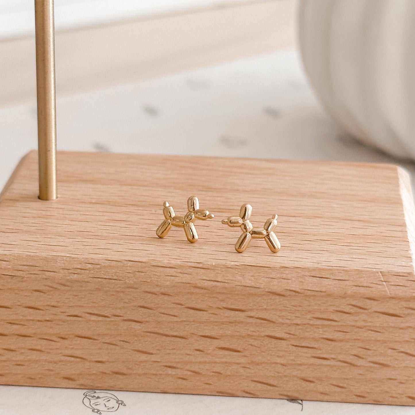 Minimalist Dog Earrings 10K Gold - Liv.Aura Jewelry