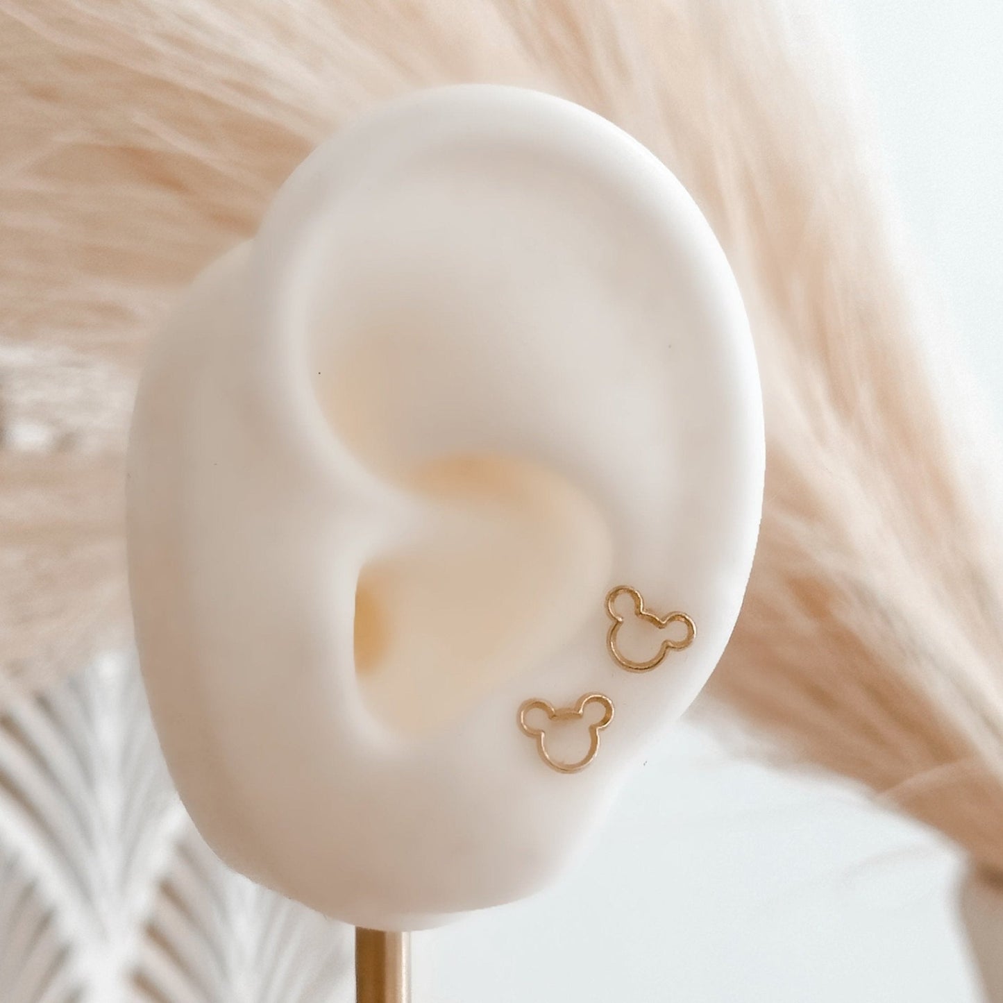 Minnie & Mickey Silhouette Stud Earrings 10K Gold – Screw Back & Hypoallergenic - Liv.Aura Jewelry