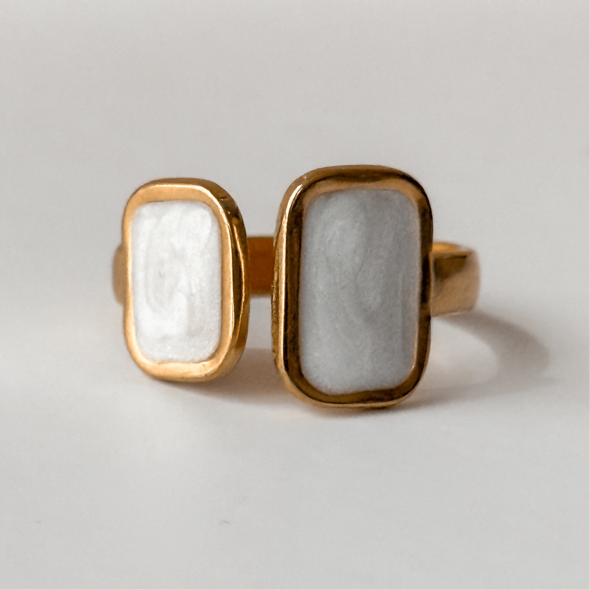 Muse Ring – Adjustable Gold Ring with Marble Look - Liv.Aura Jewelry