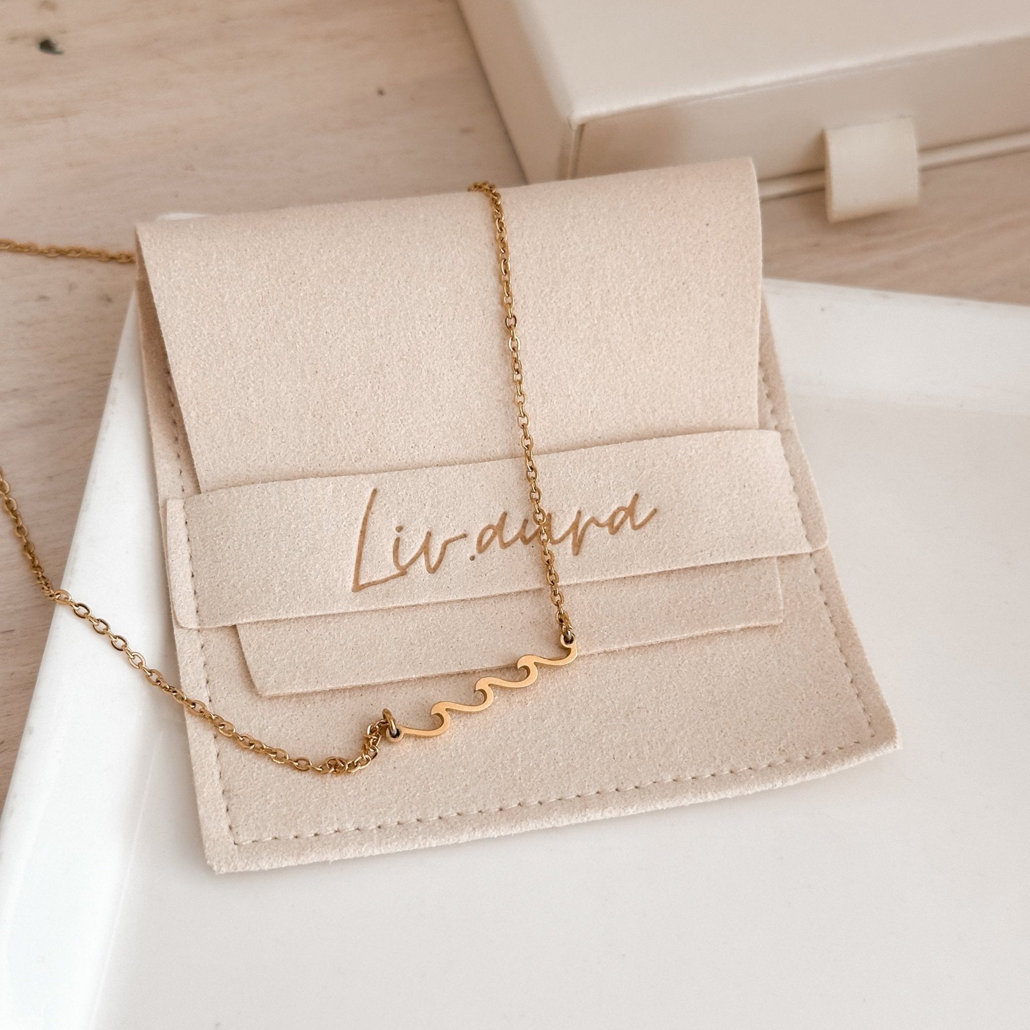 Cute packaging for 18K Gold Wave Necklace, perfect for gifting