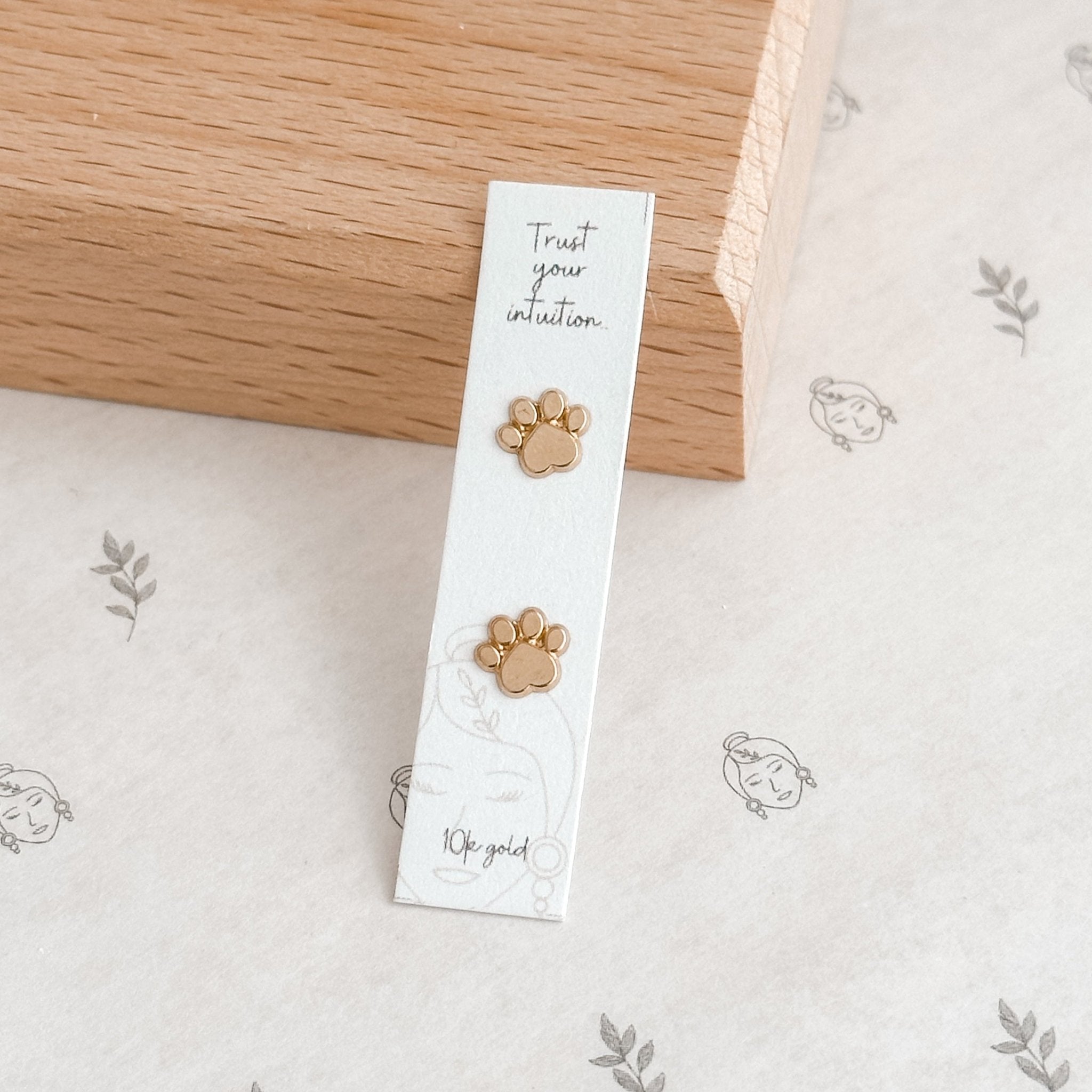 Pet Paw Print Stud Earrings 10K - Liv.Aura Jewelry