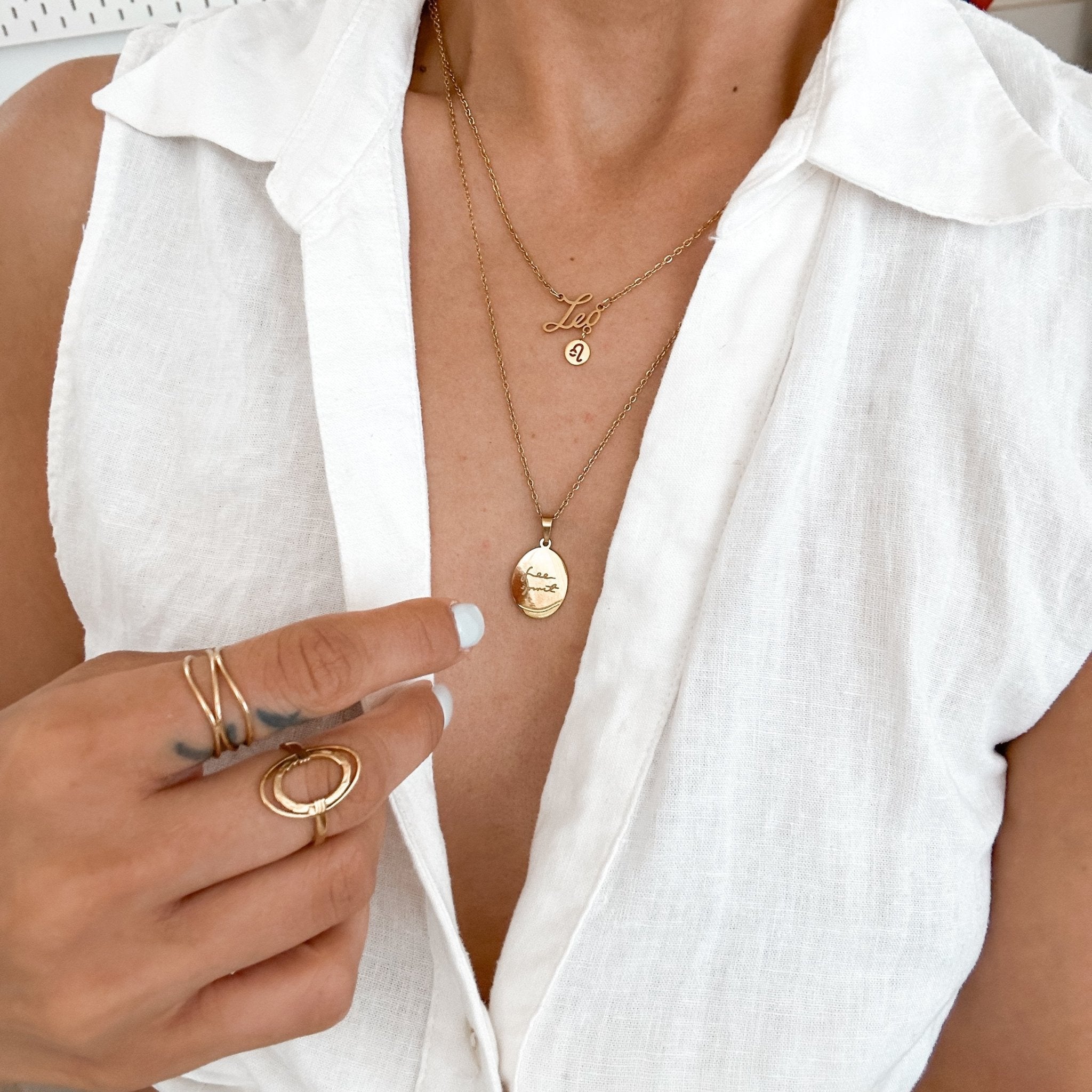 Simple Double Oval Open Ring 18K Gold - Liv.Aura Jewelry