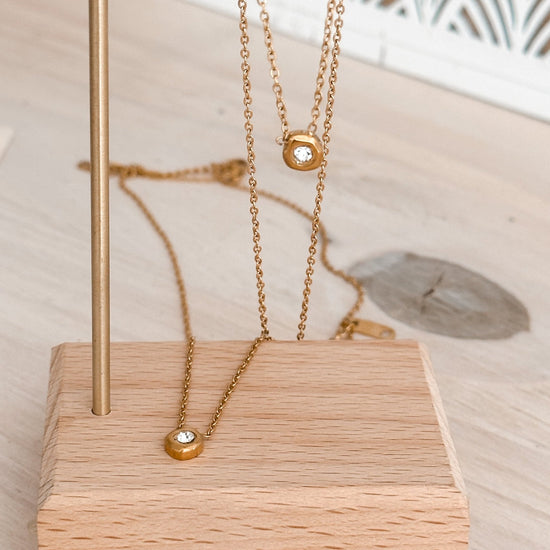 Solitaire Circle Necklace| 18K Gold - Liv.Aura Jewelry