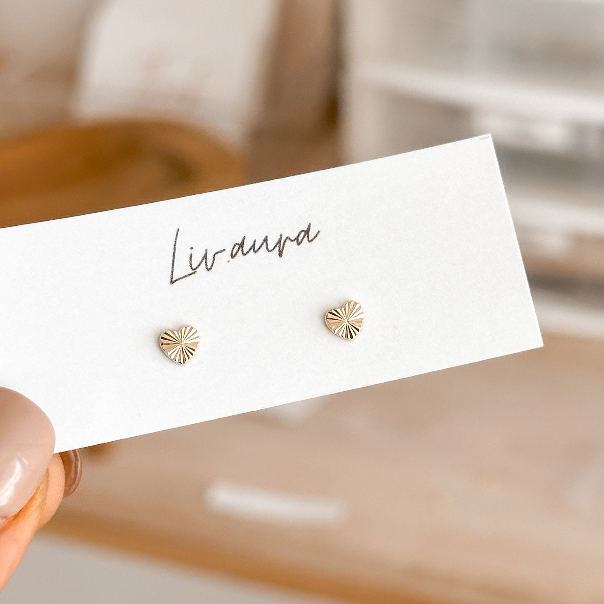 Textured Heart Stud Earrings | 10K Gold - Liv.Aura Jewelry