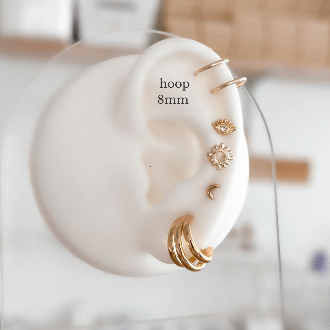 Tiny Mini Hoop Earrings 10K Gold 8mm - Liv.Aura Jewelry