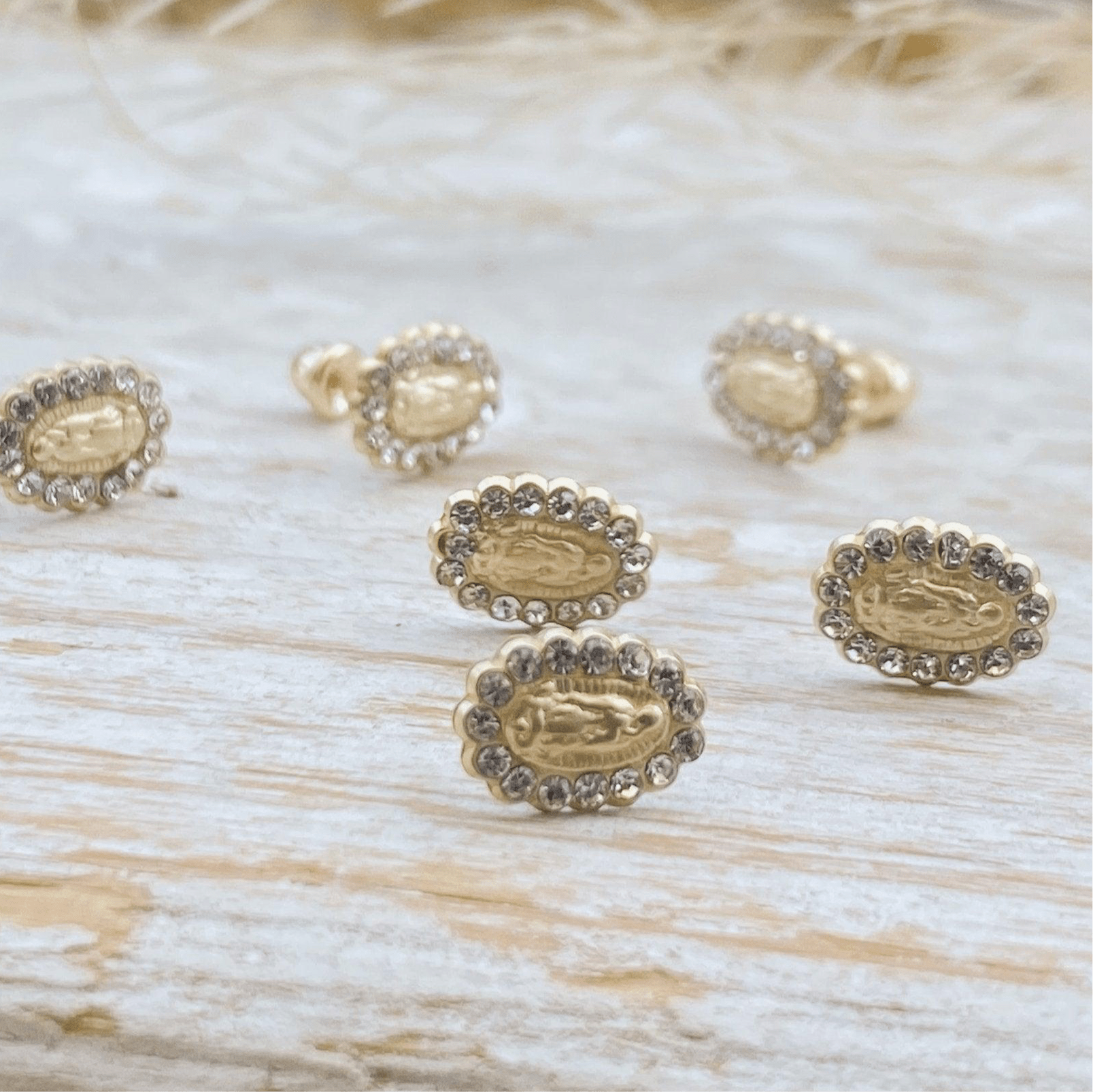 Virgin Mary Stud Earrings 10K Gold - Liv.Aura Jewelry