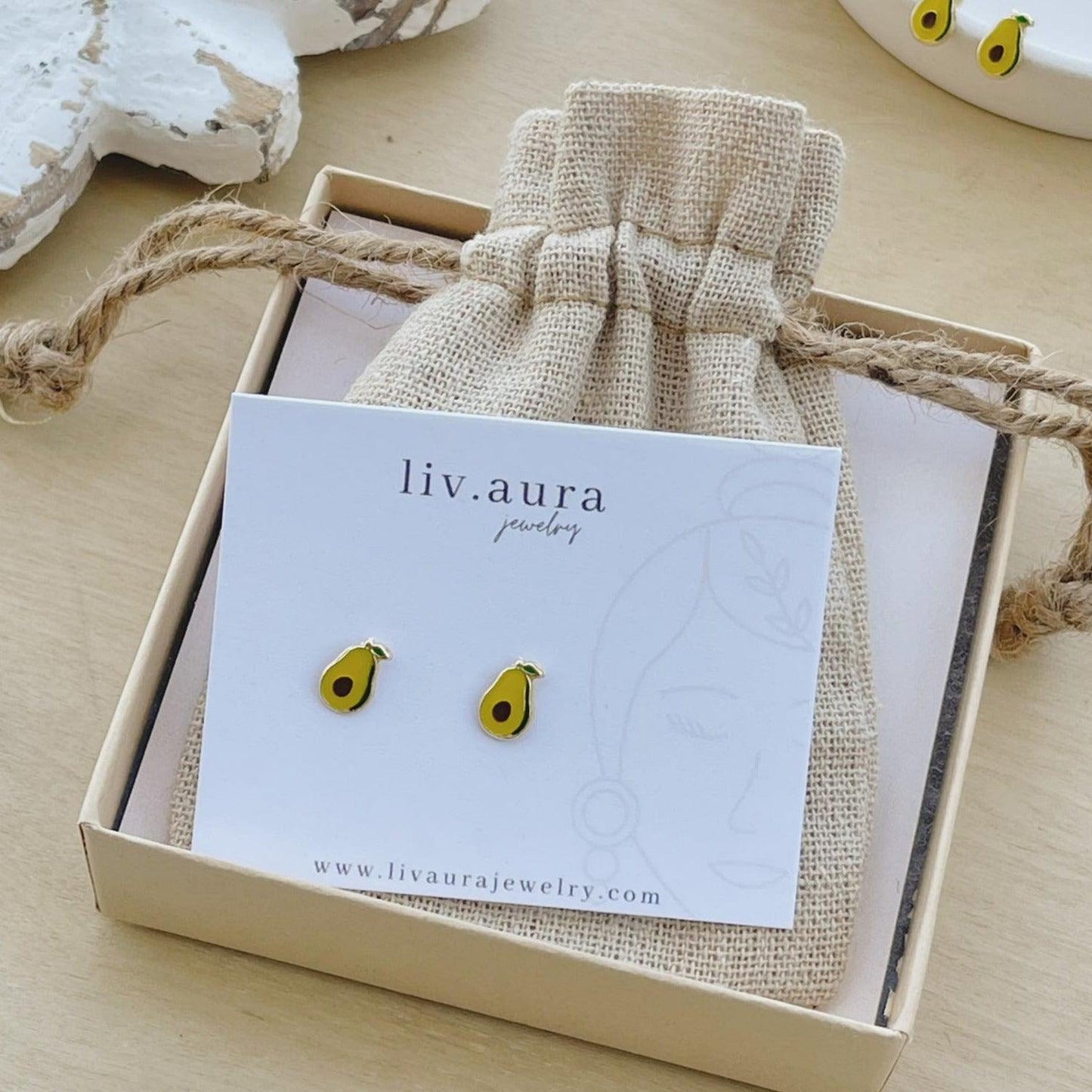 10K Gold Avocado Stud Earrings - Liv.Aura Jewelry