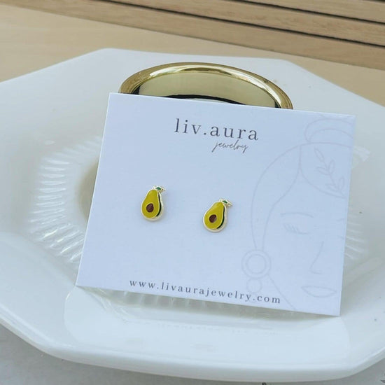 10K Gold Avocado Stud Earrings - Liv.Aura Jewelry