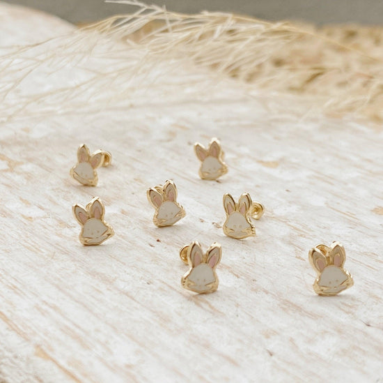 Load image into Gallery viewer, 10k gold bunny rabbit earrings
