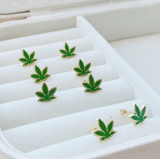 Marijuana on sale leaf earrings