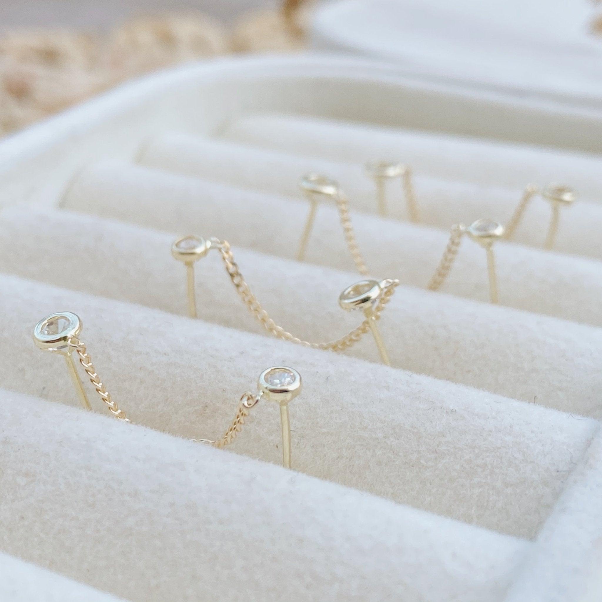 10K Gold Double Circle Piercing Earring – Screw Back, Hypoallergenic - Liv.Aura Jewelry