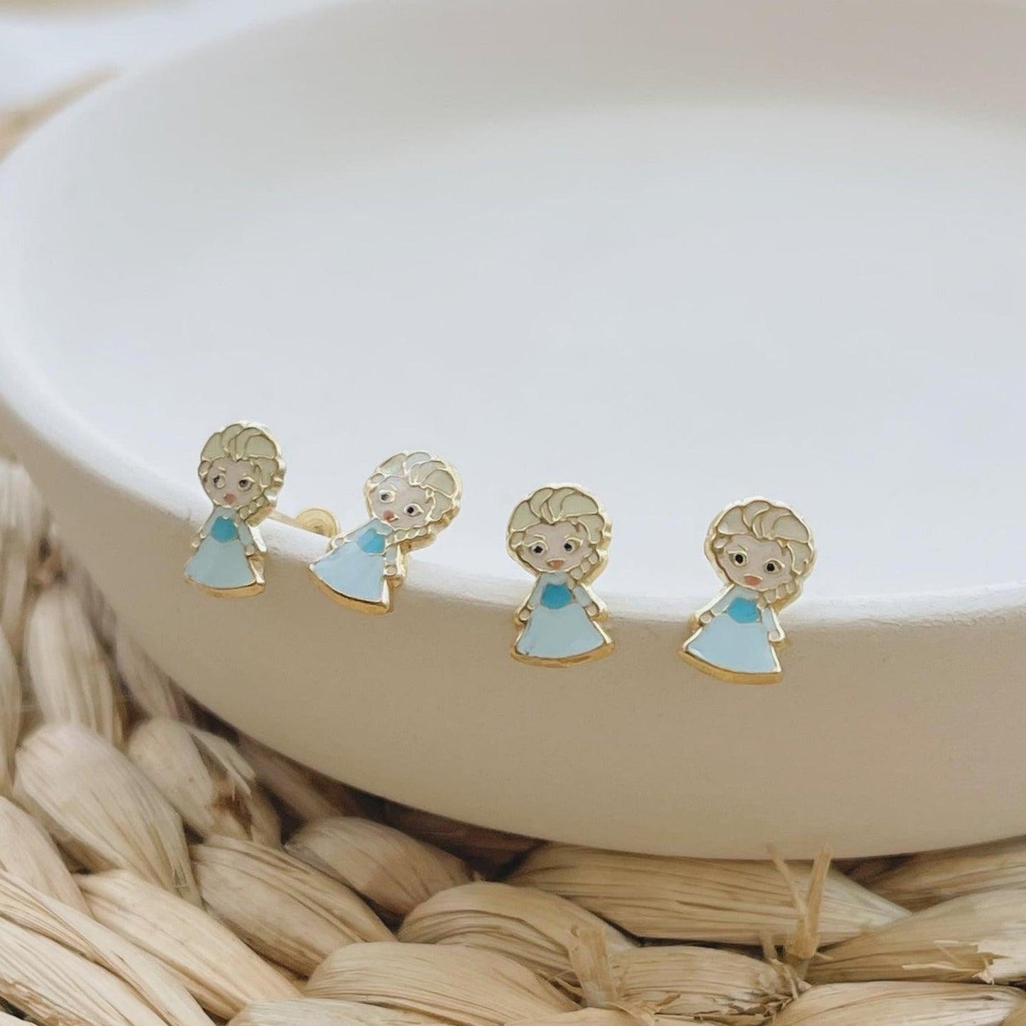 10k Gold Elsa Princess Inspired Stud Earrings - Liv.Aura Jewelry