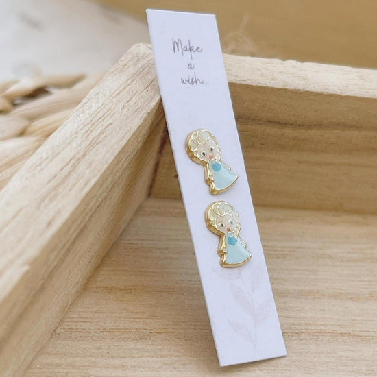 Load image into Gallery viewer, 10k Gold Elsa Princess Inspired Stud Earrings - Liv.Aura Jewelry
