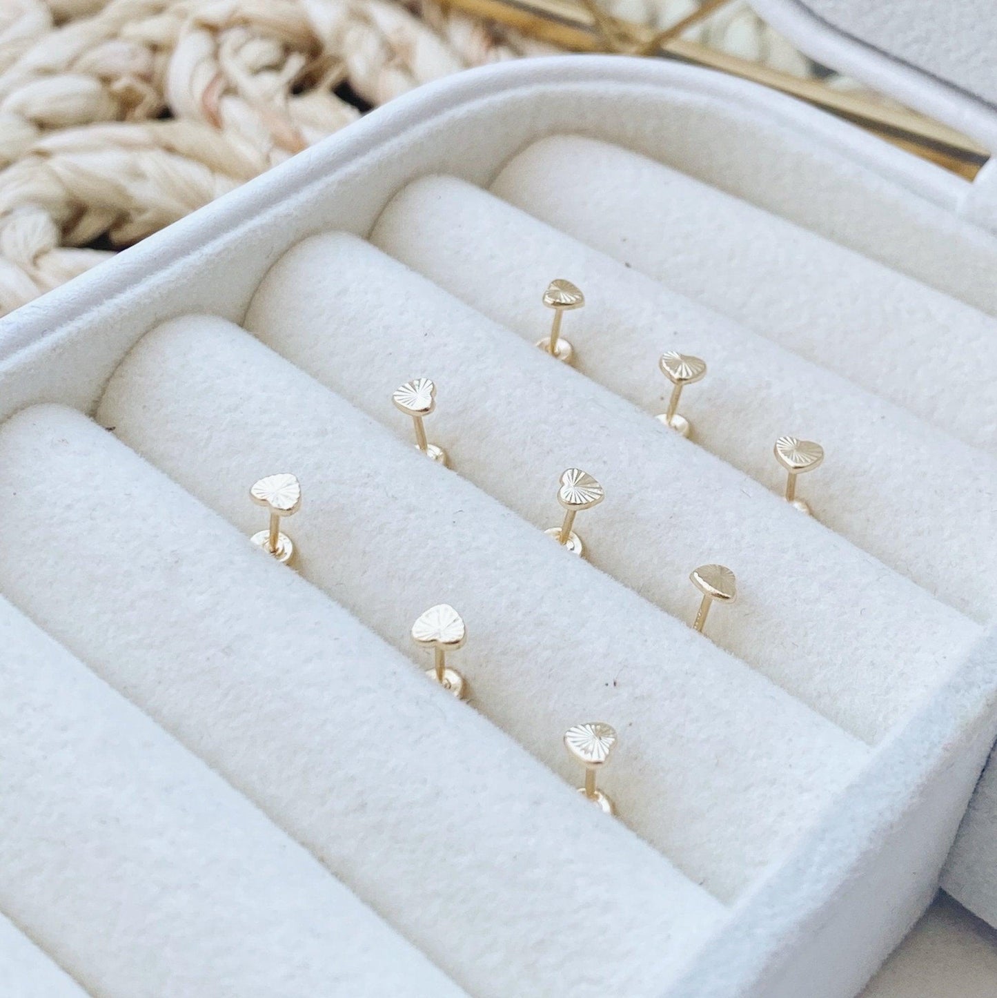 10K Gold Mini Heart Stud Earrings – Screw Backs and Hypoallergenic - Liv.Aura Jewelry