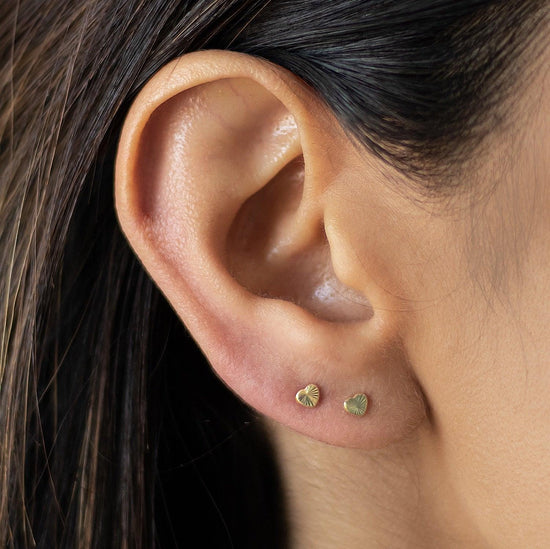10K Gold Mini Heart Stud Earrings – Screw Backs and Hypoallergenic - Liv.Aura Jewelry