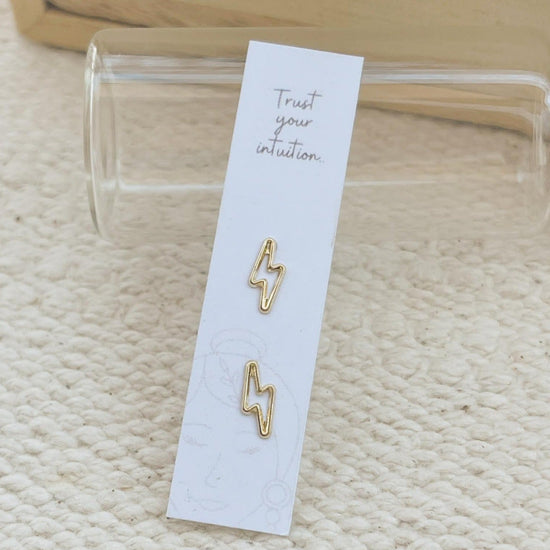 These solid gold lightning bolt earrings are a great addition to your jewelry collection. It has a very clean, minimalistic look.
