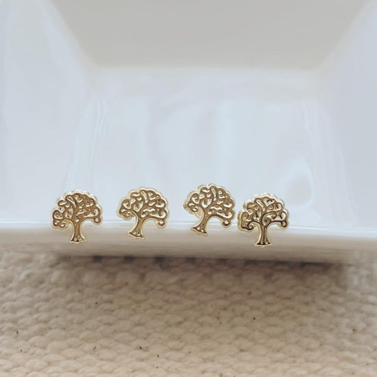Our Tree of Life stud earrings in 10 karat gold will add sophistication to your look. 