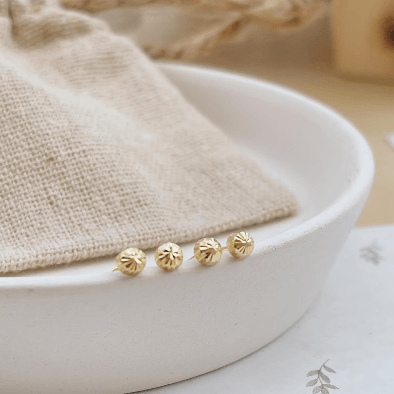 14k Solid Gold Dot Stud Earrings - Liv.Aura Jewelry