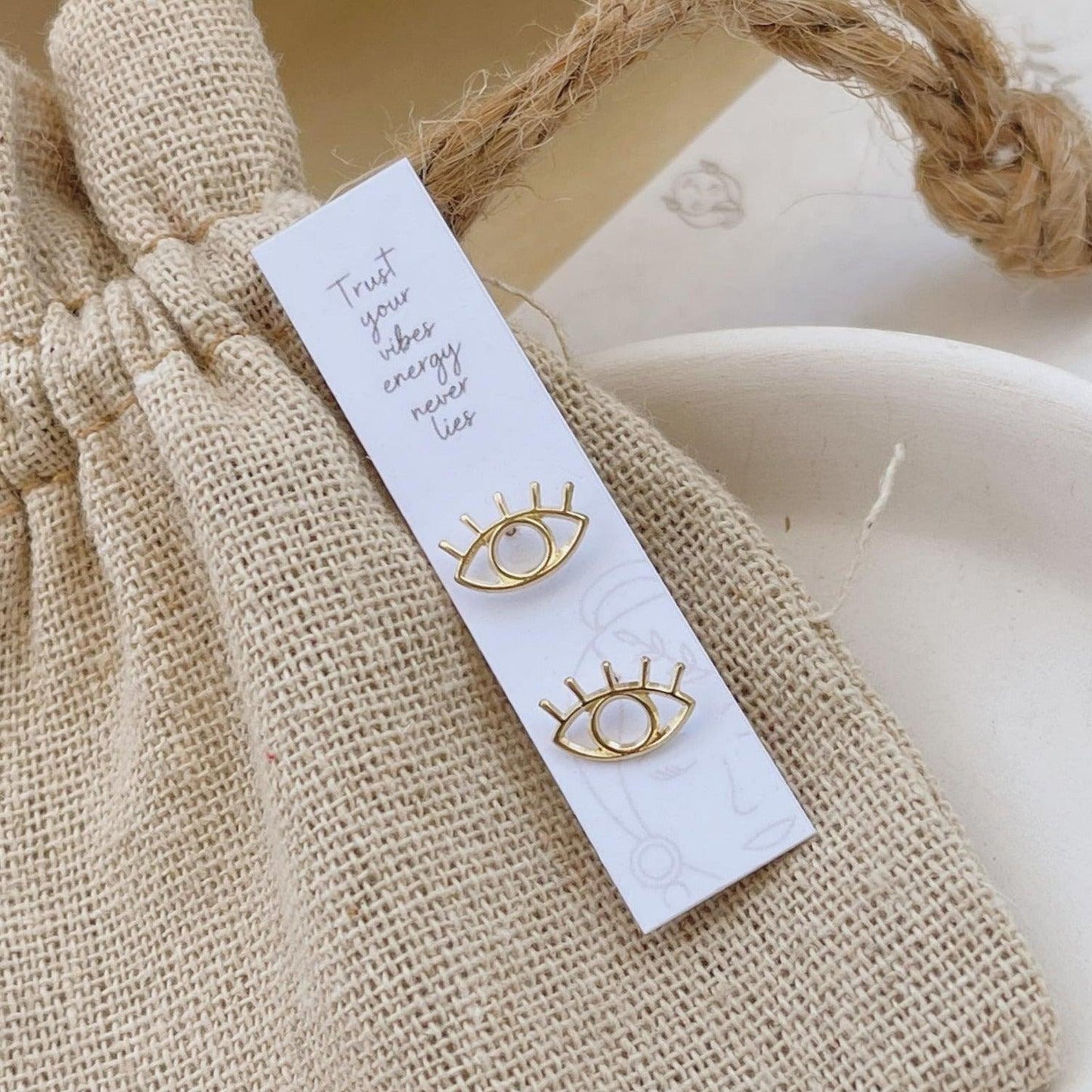 Evil Eye Stud Earrings 10K Gold - Liv.Aura Jewelry