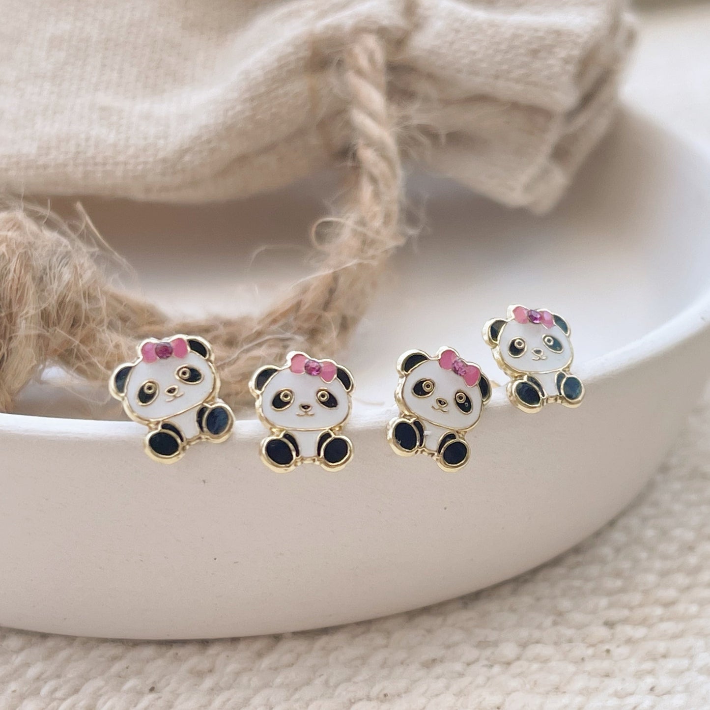 Load image into Gallery viewer, These cute little panda stud earrings are the perfect for your little girl&amp;#39;s first pair of real earrings.\
