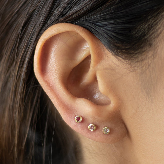 Load image into Gallery viewer, These perfect minimalist studs are a fabulous gift for your best friend or even yourself. These screw-back earrings look great in second hole piercings, but don&amp;#39;t be afraid to try them in first holes too!
