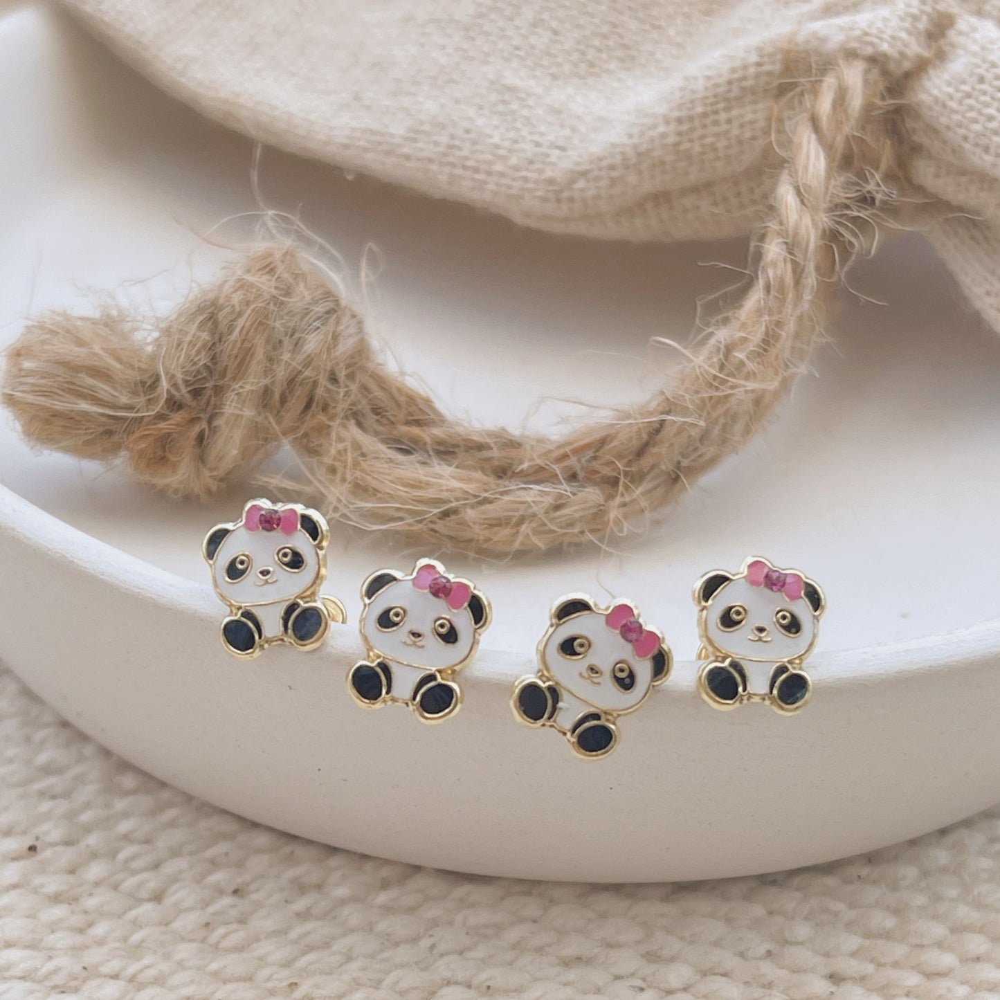 These cute little panda stud earrings are a great addition to your earring collection. These are perfect for everyday wear and make a wonderful gift for anyone who loves pandas, especially kids!