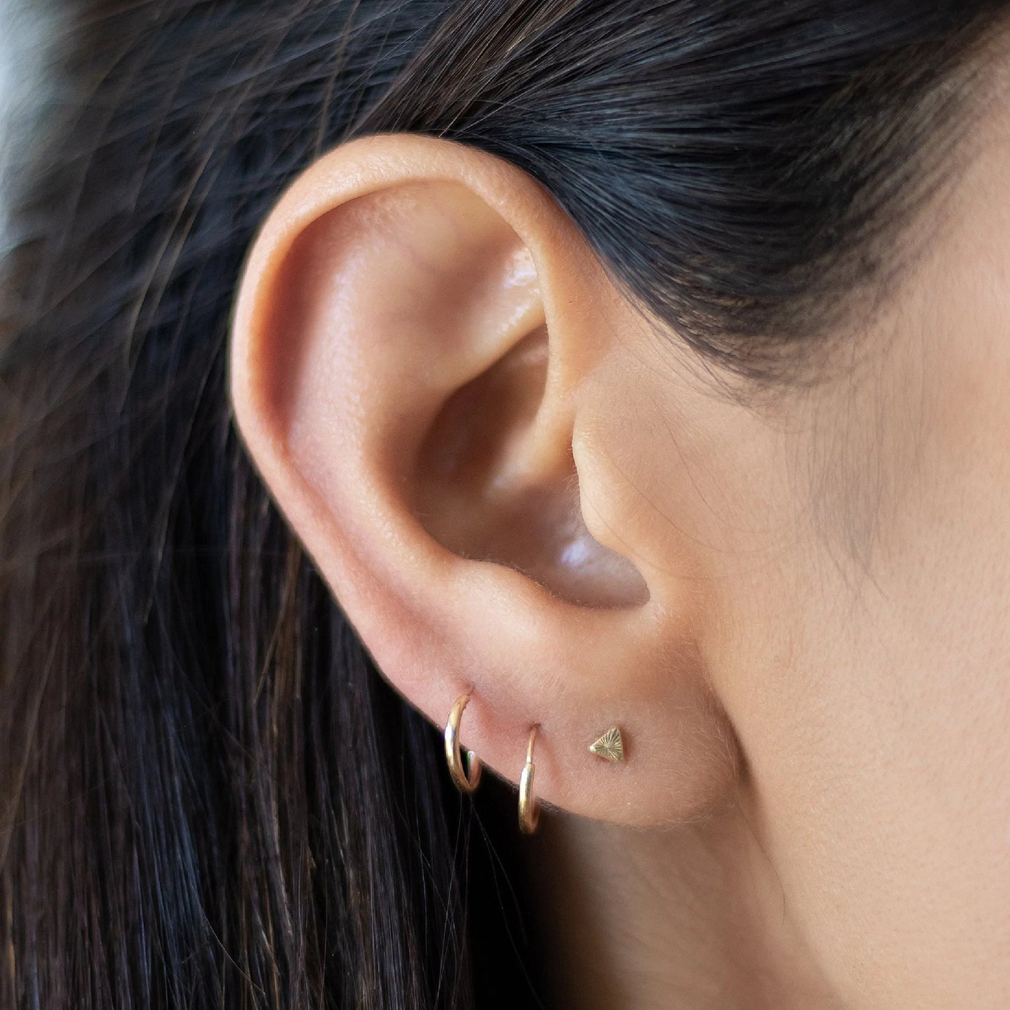 Tiny Mini Hoop Earrings 10K Gold 8mm - Liv.Aura Jewelry